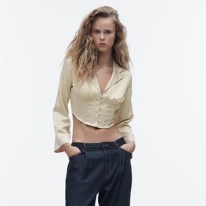 NEW WITH TAGS ZARA satin effect corset top - beige